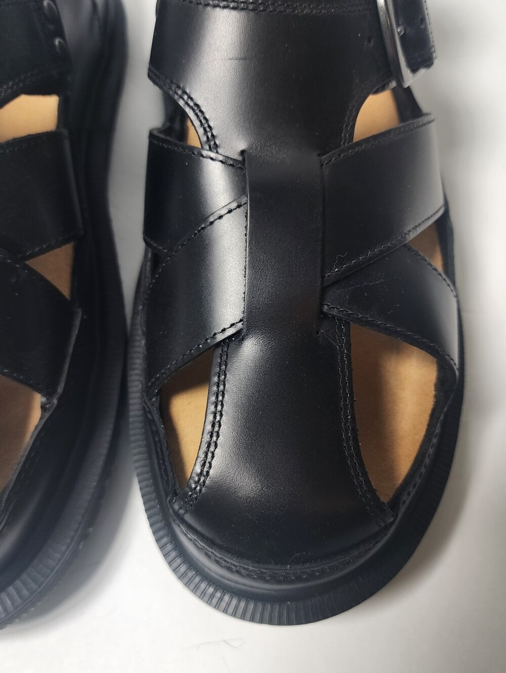 Dr Martens Archive Fisherman Womens Black Leather Dual Buckle Sandel Size 10 - Picture 3 of 13